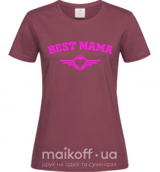 Женская футболка BEST MAMA с сердечком Бордовый фото