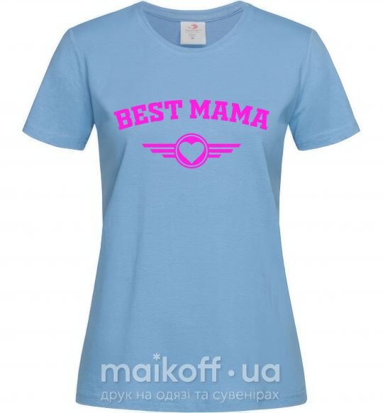 Женская футболка BEST MAMA с сердечком Голубой фото