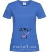 Женская футболка GIRL галочка Ярко-синий фото