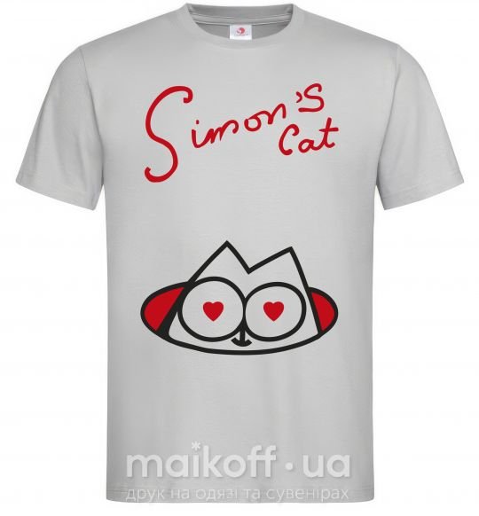 Мужская футболка SIMON'S CAT надпись Серый фото