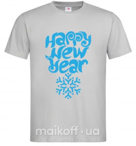 Мужская футболка HAPPY NEW YEAR SNOWFLAKE Серый фото