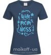 Женская футболка Wife mom boss Темно-синий фото
