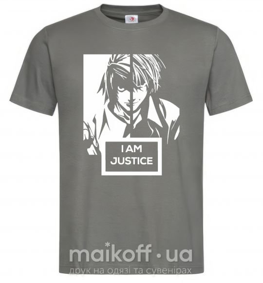Мужская футболка death note L i am justice Графит фото
