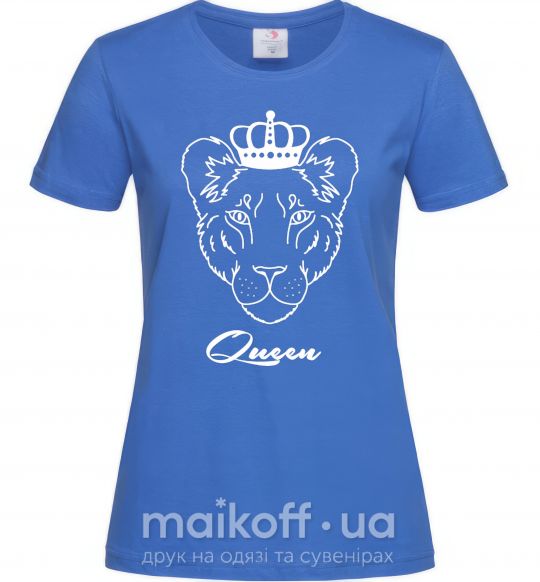 Женская футболка Львица королева Queen Ярко-синий фото