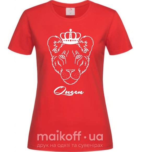 Женская футболка Львица королева Queen Красный фото