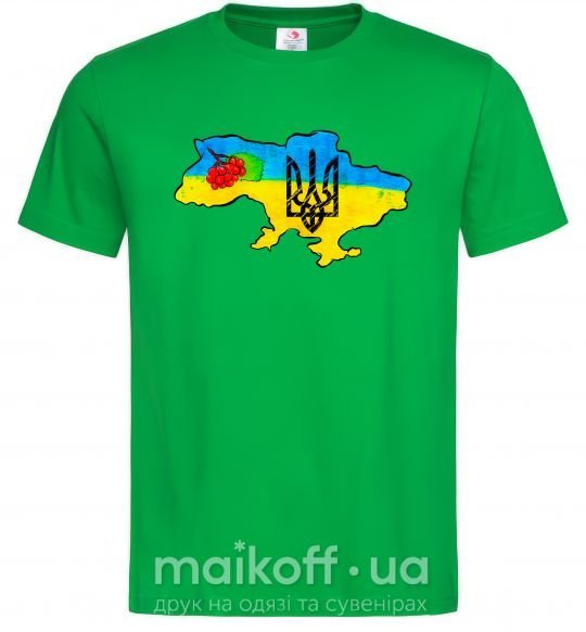 Мужская футболка Україна герб калина Зеленый фото
