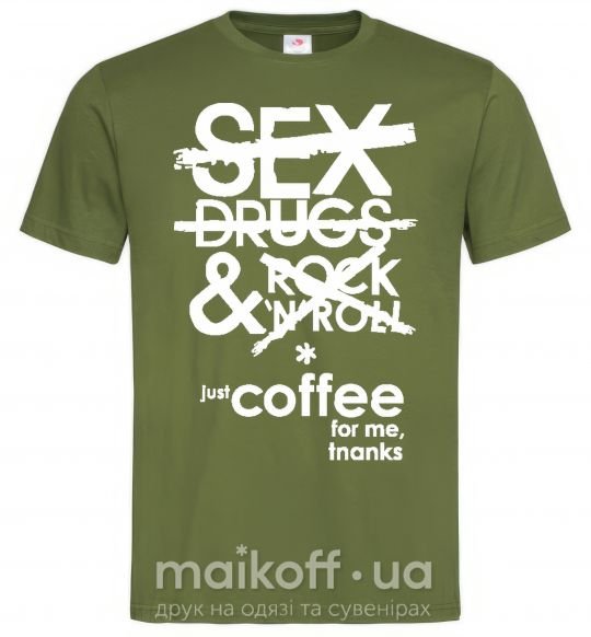 Мужская футболка SEX, DRUGS AND ROCK'N-ROLL... Оливковый фото