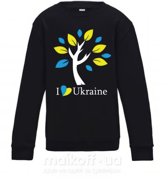 Детский Свитшот Україна - дерево Черный фото