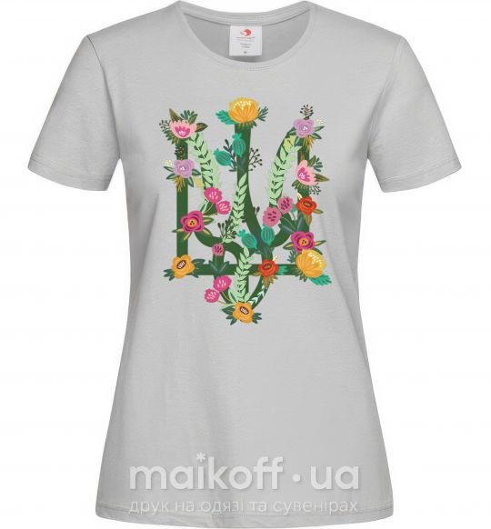 Женская футболка Герб з квітками Серый фото