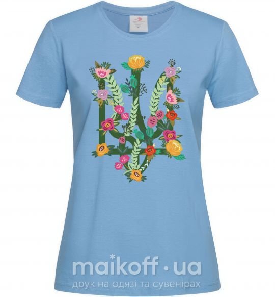 Женская футболка Герб з квітками Голубой фото