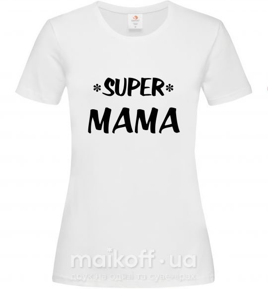 Женская футболка надпись Super mama Белый фото