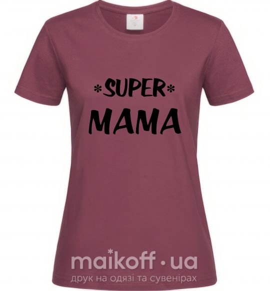 Женская футболка надпись Super mama Бордовый фото