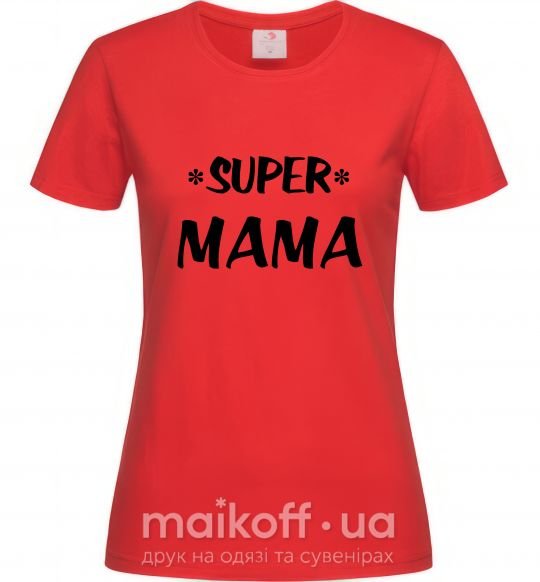 Женская футболка надпись Super mama Красный фото