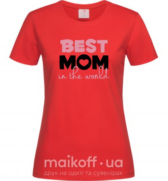 Женская футболка Best mom in the world (большие буквы) Красный фото
