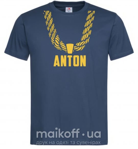 Мужская футболка Anton золотая цепь Темно-синий фото