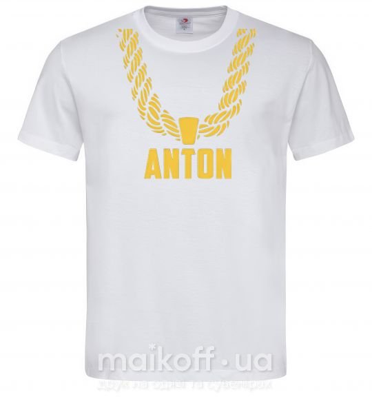 Мужская футболка Anton золотая цепь Белый фото