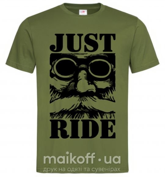 Мужская футболка Just ride Оливковый фото