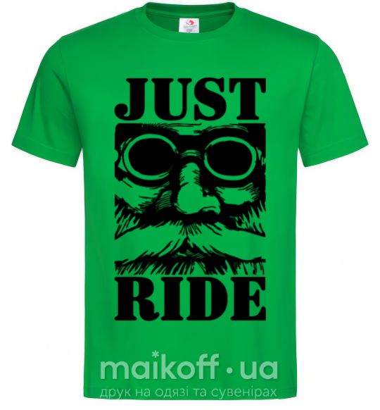 Мужская футболка Just ride Зеленый фото