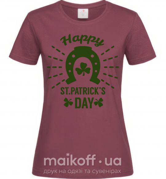Женская футболка Счастливого Дня Святого Патрика Бордовый фото