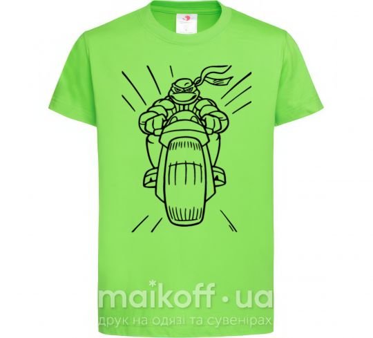 Детская футболка Черепашка-Ниндзя на мотоцикле Лаймовый фото