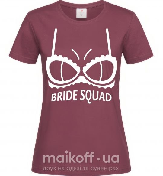 Женская футболка Bride squad brassiere white Бордовый фото