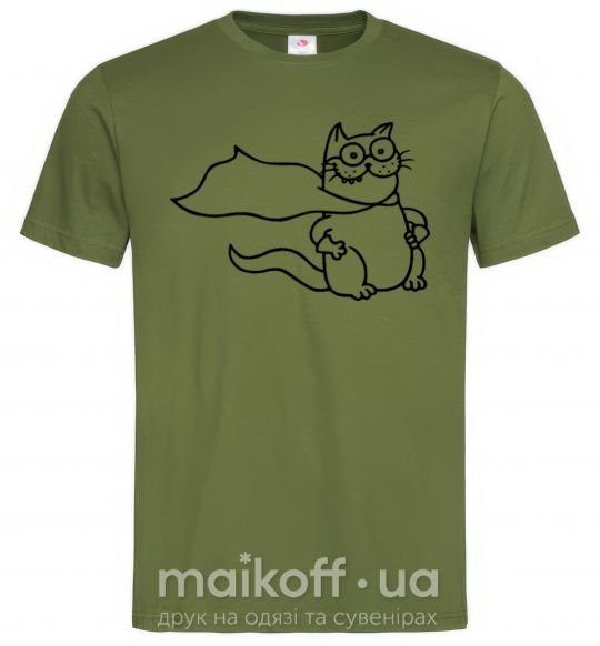 Мужская футболка Super cat Оливковый фото