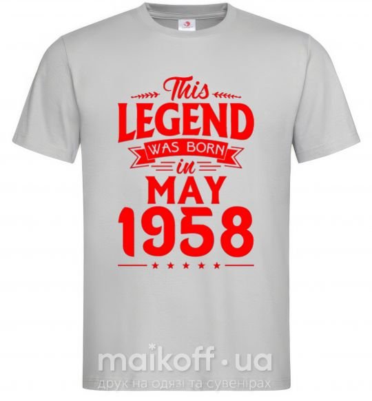 Мужская футболка This Legend was born in May 1958 Серый фото