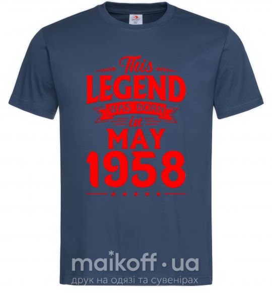 Мужская футболка This Legend was born in May 1958 Темно-синий фото