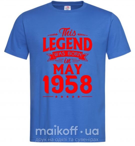 Мужская футболка This Legend was born in May 1958 Ярко-синий фото