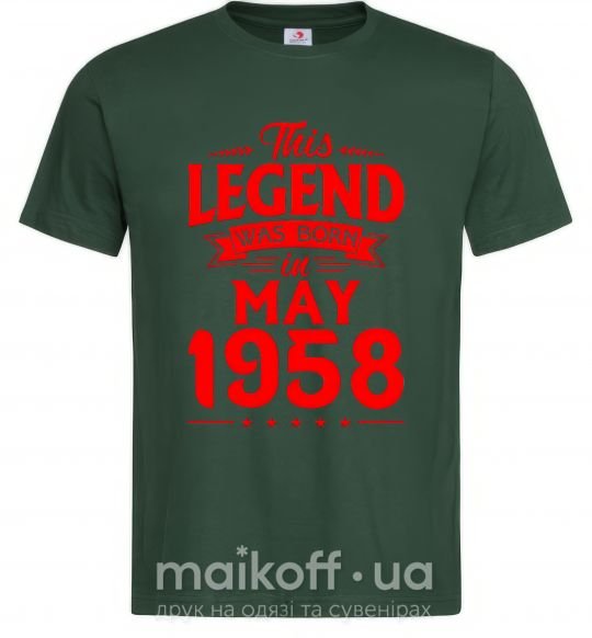 Мужская футболка This Legend was born in May 1958 Темно-зеленый фото
