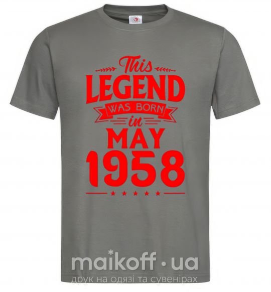 Мужская футболка This Legend was born in May 1958 Графит фото