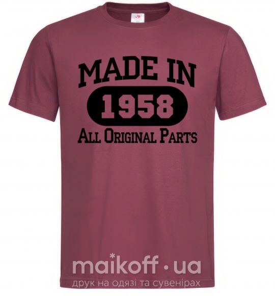 Мужская футболка Made in 1958 All Original Parts Бордовый фото