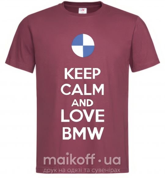 Мужская футболка Keep calm and love BMW Бордовый фото