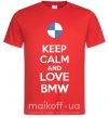 Мужская футболка Keep calm and love BMW Красный фото
