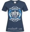 Женская футболка January 1978 40 years of being Awesome Темно-синий фото