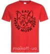 Мужская футболка Eat sleep meow repeat Красный фото