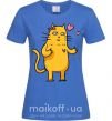 Женская футболка Cat girl love Ярко-синий фото