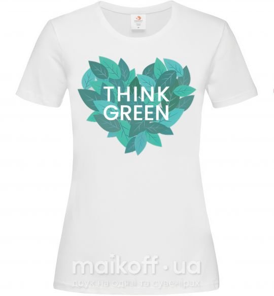 Женская футболка Think green heart Белый фото