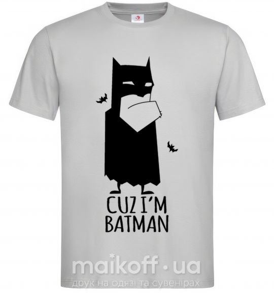 Мужская футболка Cuz i'm batman Серый фото