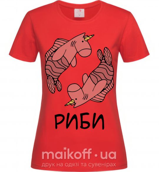 Женская футболка Риби єдиноріг Красный фото