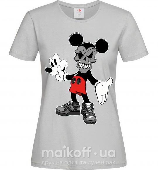 Женская футболка Scary Mickey Серый фото