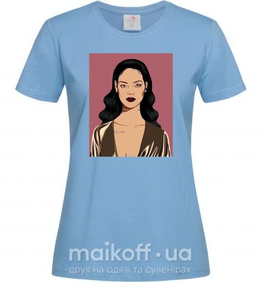 Женская футболка Rihanna art Голубой фото