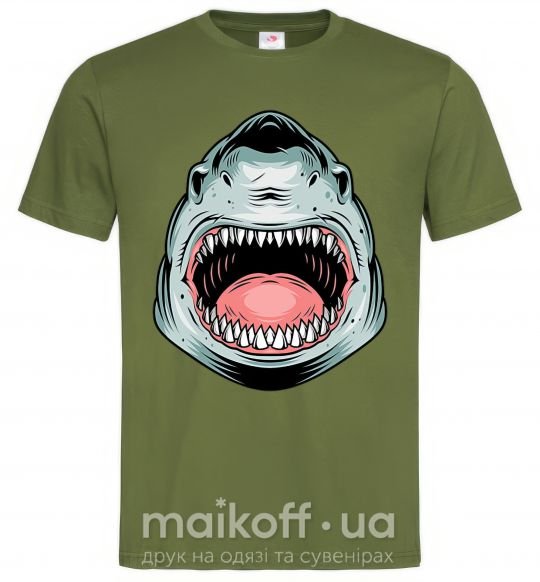Мужская футболка Angry Shark Оливковый фото
