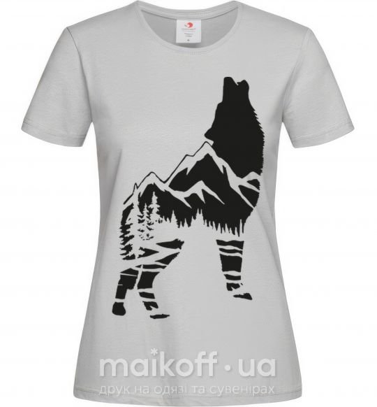 Женская футболка Forest wolf Серый фото