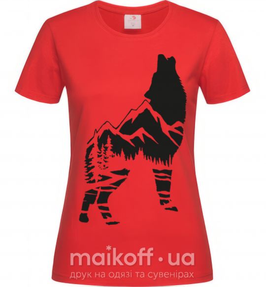 Женская футболка Forest wolf Красный фото