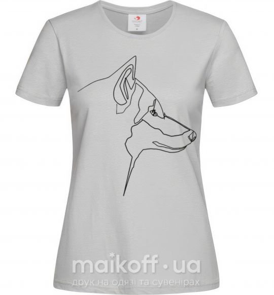 Женская футболка Wolf line drawing Серый фото