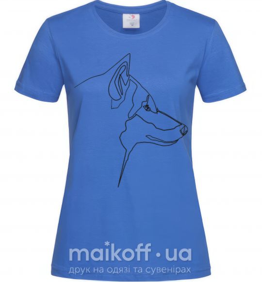 Женская футболка Wolf line drawing Ярко-синий фото