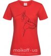 Женская футболка Wolf line drawing Красный фото