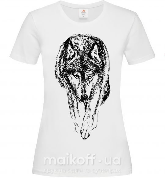 Женская футболка Идущий волк Белый фото