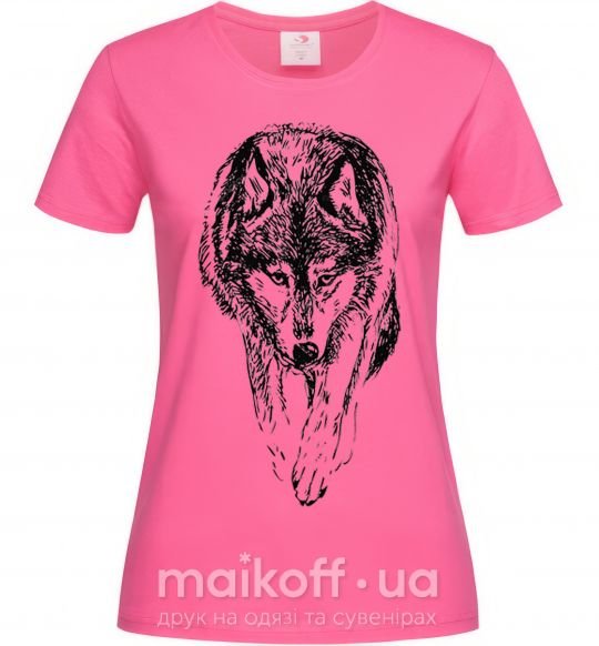 Женская футболка Идущий волк Ярко-розовый фото